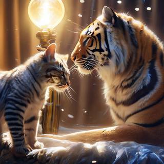 Cat and tiger wallpaper