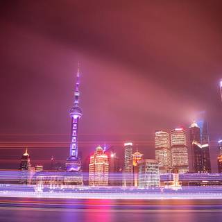 Shanghai cityscape​ purple clouds wallpaper