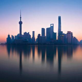 Shanghai cityscape​ purple clouds wallpaper