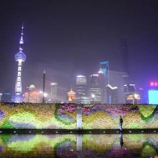 Shanghai cityscape​ purple clouds wallpaper
