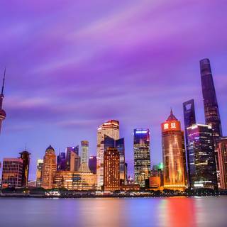 Shanghai cityscape​ purple clouds wallpaper