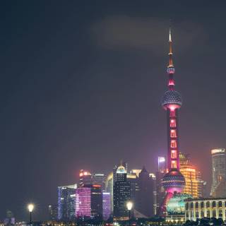 Shanghai cityscape​ purple clouds wallpaper