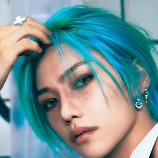 Stray Kids Felix blue hair wallpaper