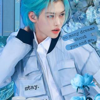 Stray Kids Felix blue hair wallpaper
