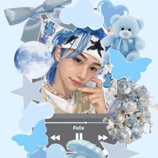 Stray Kids Felix blue hair wallpaper