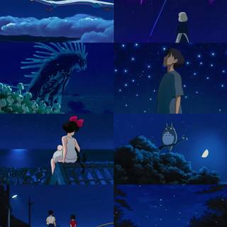 Studio Ghibli night wallpaper