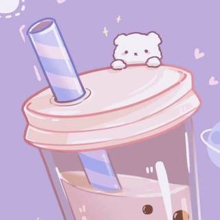 Cute purple boba wallpaper