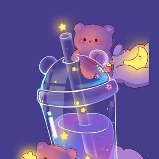 Cute purple boba wallpaper