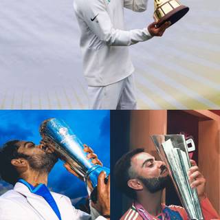 Virat Kohli with trophy wallpaper