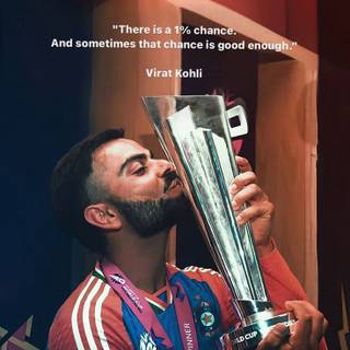 Virat Kohli with trophy wallpaper