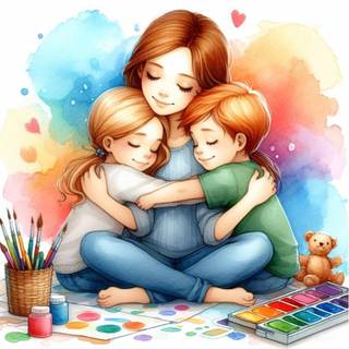 Mom and kids wallpaper