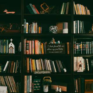 Bookshelf filled with books wallpaper