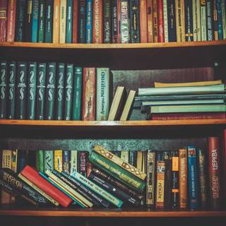 Bookshelf filled with books wallpaper