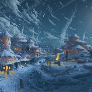 Night winter fantasy wallpaper
