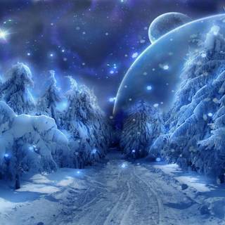 Night winter fantasy wallpaper