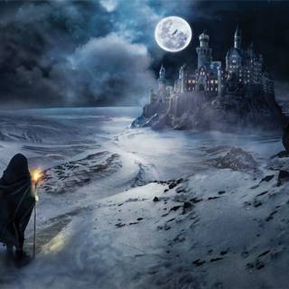 Night winter fantasy wallpaper