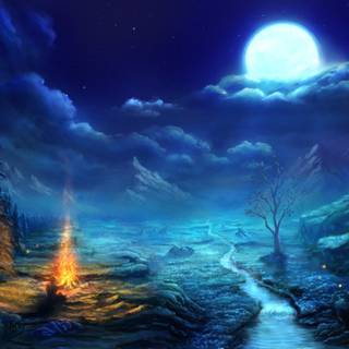 Night winter fantasy wallpaper