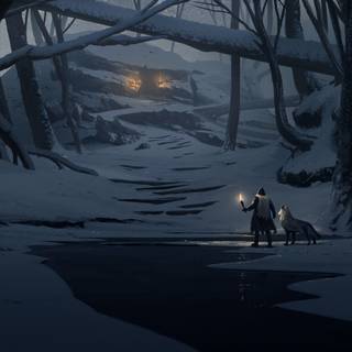 Night winter fantasy wallpaper