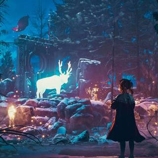 Night winter fantasy wallpaper