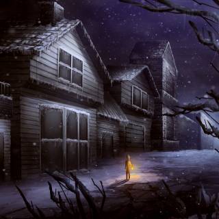 Night winter fantasy wallpaper