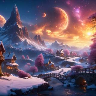 Night winter fantasy wallpaper