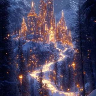Night winter fantasy wallpaper