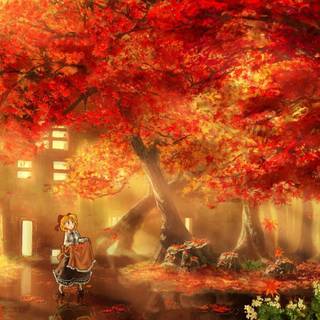 Autumn girl PC wallpaper