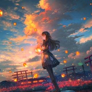 Autumn anime vertical wallpaper