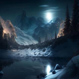 Night winter fantasy wallpaper