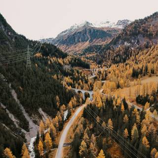 Autumn mountain road wallpaper