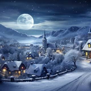 Night winter fantasy wallpaper