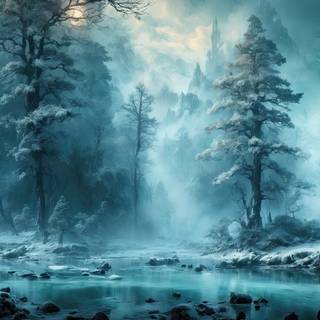 Night winter fantasy wallpaper