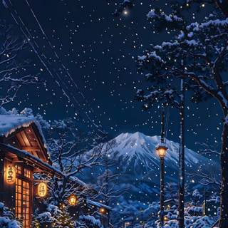 Night winter fantasy wallpaper