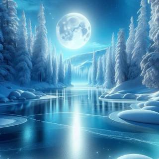 Night winter fantasy wallpaper
