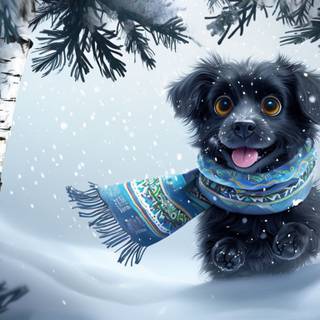 Dogs black winter wallpaper