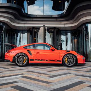 Porsche 911 GT3 RS orange wallpaper