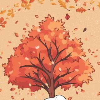 Cartoon red autumn wallpaper