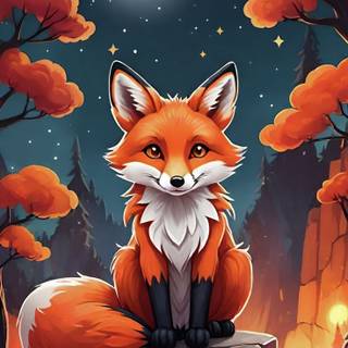 Cartoon red autumn wallpaper
