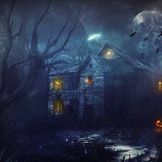 Halloween blue and black wallpaper