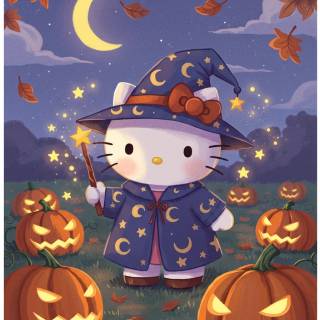 Hello Kitty Halloween 3D wallpaper