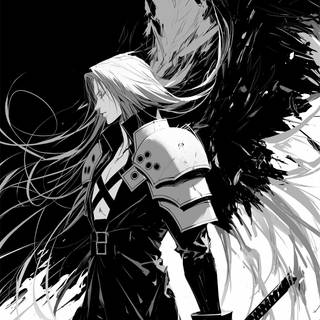 Black and white angel wallpaper