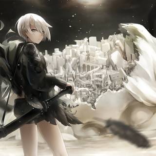 Computer anime white wallpaper