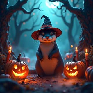 Halloween animals AI wallpaper