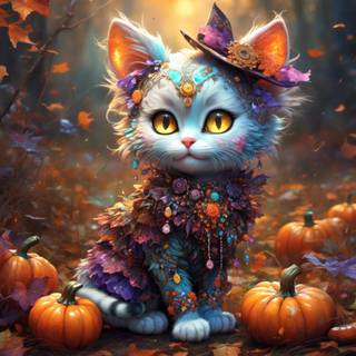 Halloween animals AI wallpaper