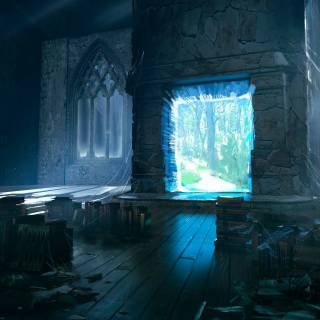 Magical library wallpaper