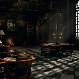 Magical library wallpaper