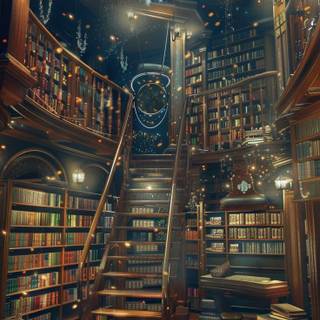 Magical library wallpaper