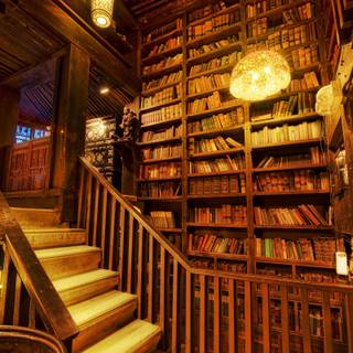 Magical library wallpaper