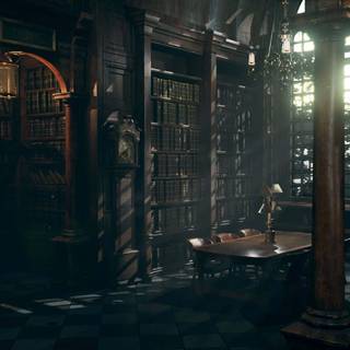 Magical library wallpaper