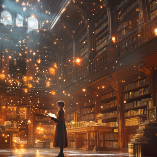 Magical library wallpaper